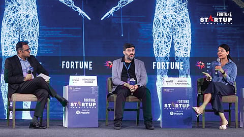 Ashutosh Kumar, Deputy Editor & Chief of Delhi Bureau, Fortune India; Ankush Sabharwal, Founder & CEO, CoRover.ai; and Devyani Gupta, Founder, Arrowhead.