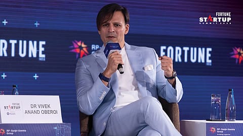 Dr. Vivek Anand Oberoi, actor, entrepreneur, and philanthropist, at the Fortune India Startup Summit in Bengaluru.