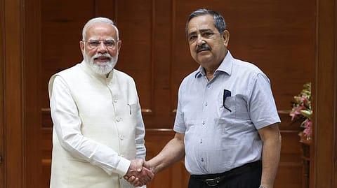 Prime Minister Narendra Modi with Ashok Kumar Lahiri