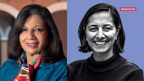 Kiran Mazumdar-Shaw (L) and Claire Mazumdar, founder-CEO of Bicara Therapeutics.