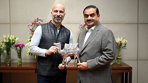 Uber CEO Dara Khosrowshahi with with Adani Group Chairman Gautam Adani in Ahmedabad