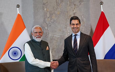 Prime Minister Narendra Modi and Dutch Prime Minister Rob Jetten.