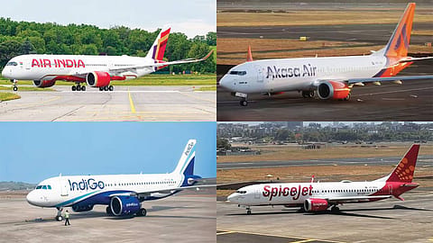 Air India, Akasa Air, Indigo Airlines, Spicejet