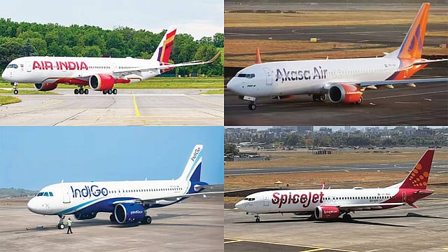 Air India, Akasa Air, Indigo Airlines, Spicejet Air India, Akasa Air, Indigo Airlines, Spicejet