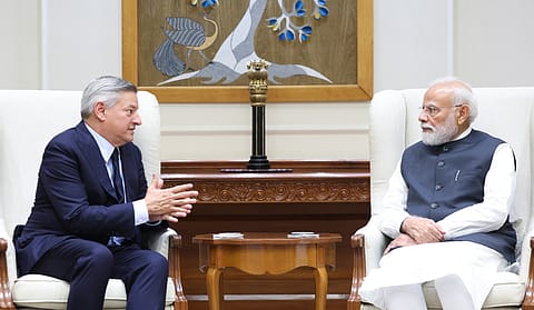 Ted Sarandos, co-CEO Netflix in conversation with Prime Minister Narendra Modi