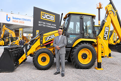 JCB India MD and CEO Deepak Shetty at the company’s pavilion at bauma CONEXPO INDIA 2026 in Greater Noida. The company unveiled 10 new Made-in-India machines at the construction equipment expo.