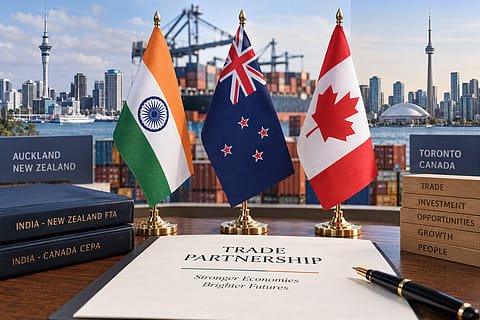 India’s trade ties with New Zealand and Canada gain momentum as the India-New Zealand FTA moves closer to implementation and India-Canada CEPA negotiations enter their fourth round.