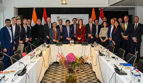 Commerce Minister Piyush Goyal wih key dignitaries in Netherlands