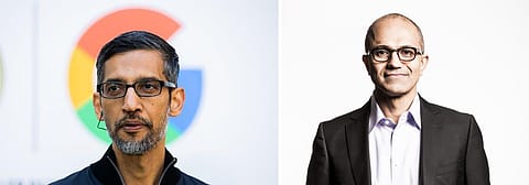 Alphabet CEO Sundar Pichai (left) and Microsoft Chairman and CEO Satya Nadella.