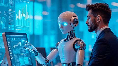 Representational image of an AI-powered workplace, highlighting the growing demand for specialised talent as technology services firms look to scale AI-led solutions.