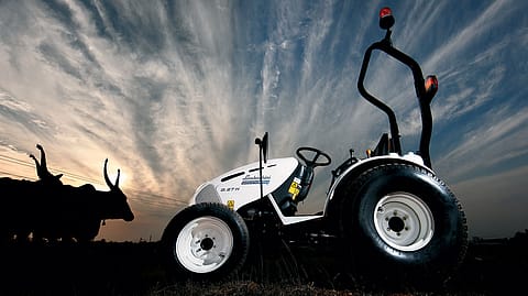 The 30-hp Lamborghini tractor, the smallest in its stable, which will plough farmlands in six months.