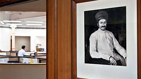 A portrait of Framji Nasserwanji Patel, a partner in Wallace & Co., which founded BBTC, at the company’s headquarters in Mumbai.