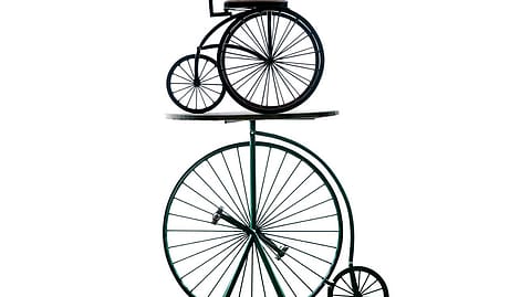 A table and stool made from old bicycle  parts at The Wishing Chair.