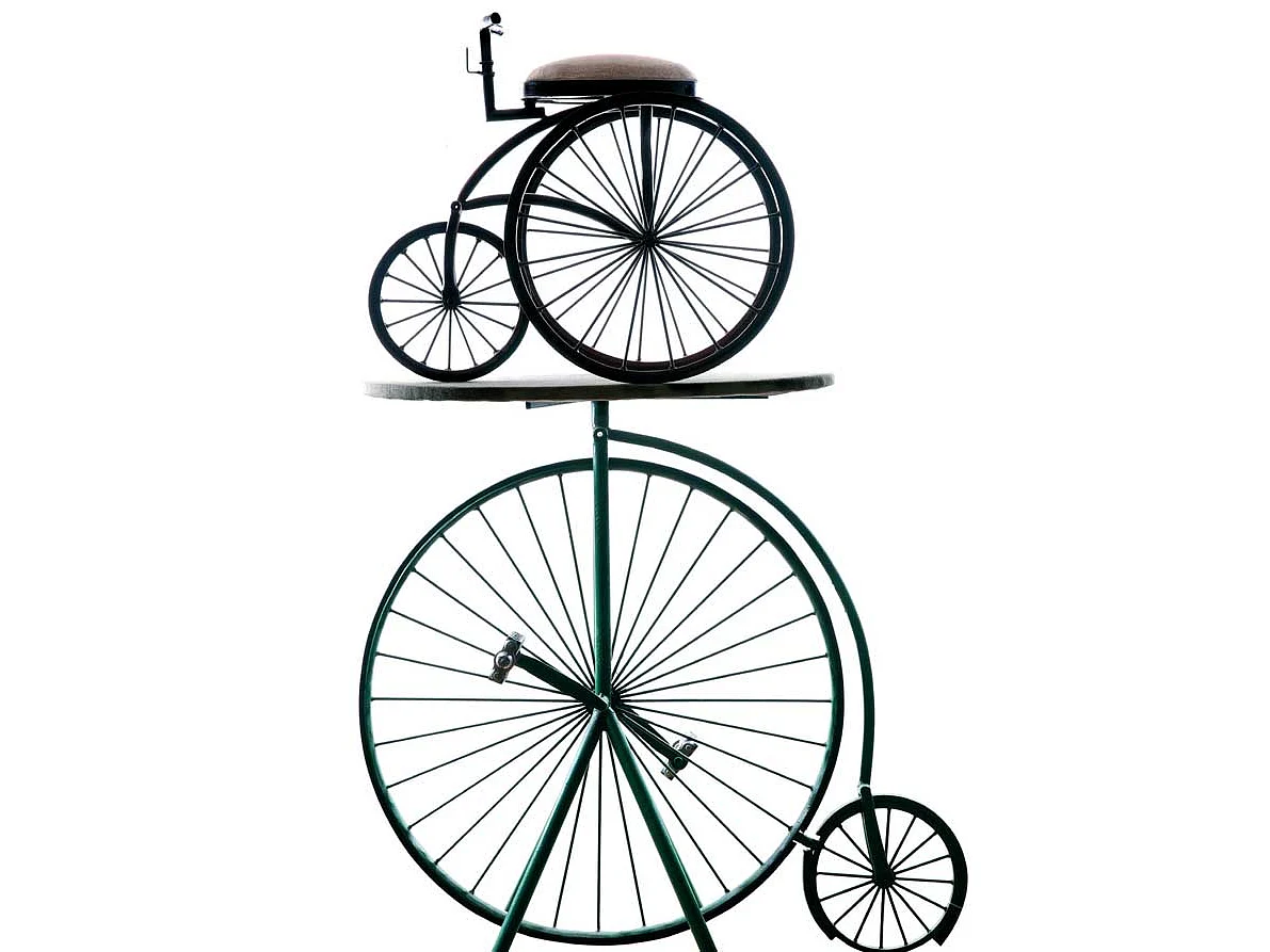 A table and stool made from old bicycle  parts at The Wishing Chair.