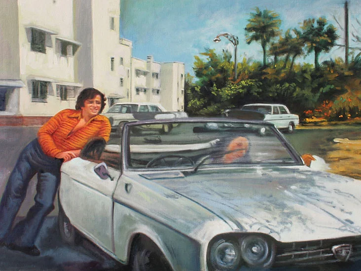 The Kapoors loved their convertibles. an artist’s rendition of a film sequence depicting Shashi, Shammi’s younger brother.