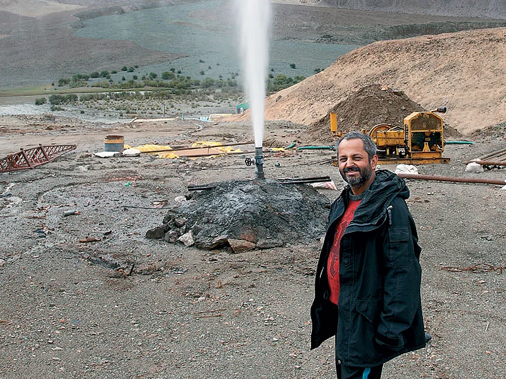 Down to earth: Ritesh Arya at a geothermal project in Chumathang, Kashmir.