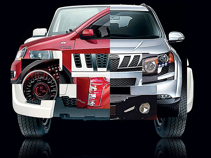 A mosaic of the various design elements that go into the making of a Mahindra vehicle.