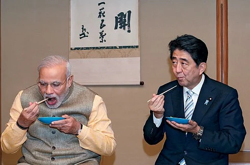 

Udon Diplomacy: Narendra Modi (left) and Shinzo Abe
