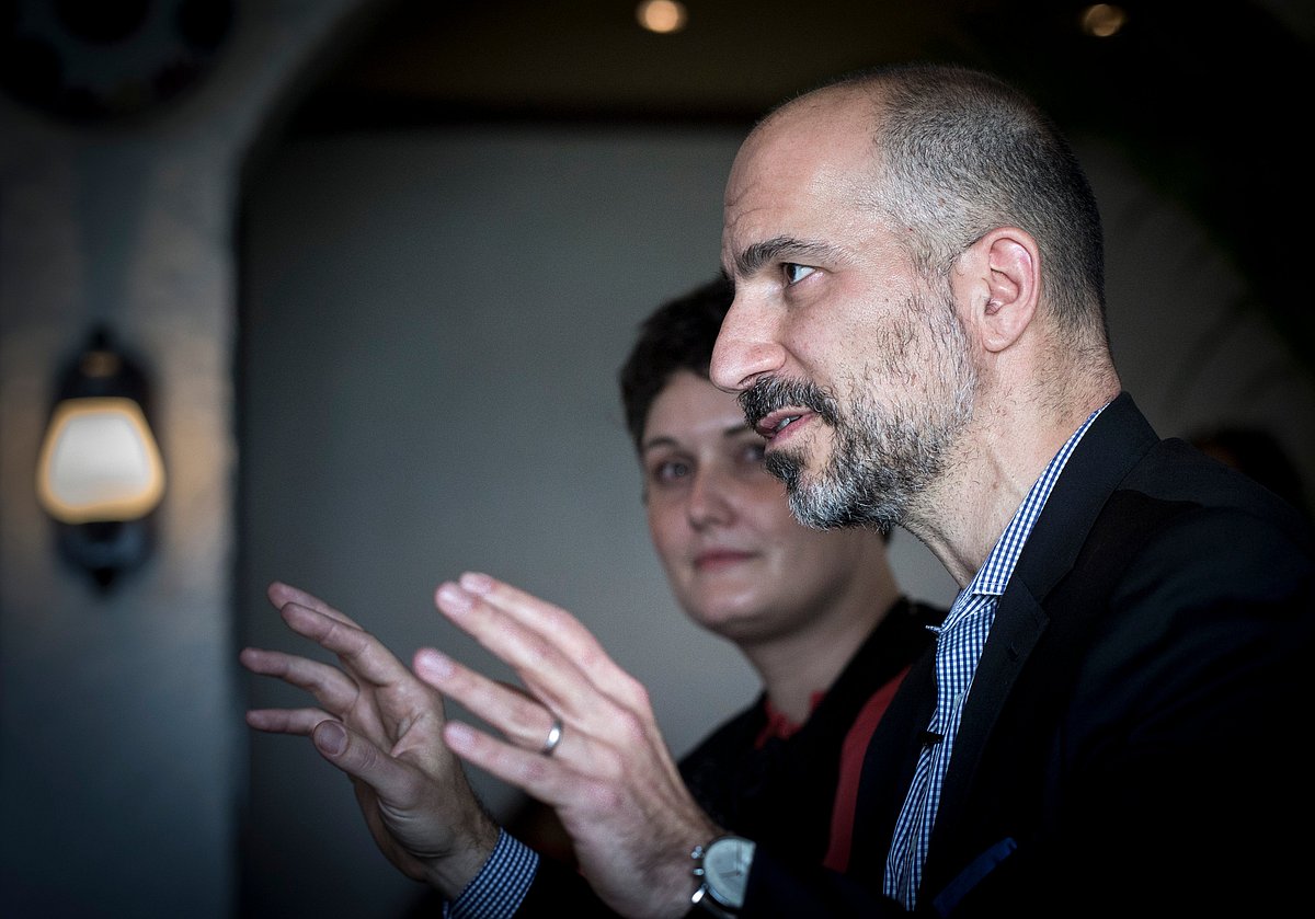 Uber CEO Dara Khosrowshahi  at a press meet in New Delhi. Photo by Narendra Bisht.