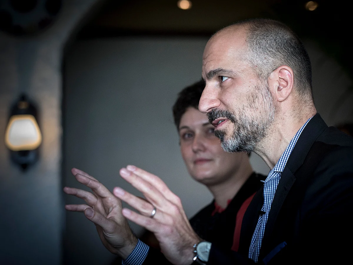Uber CEO Dara Khosrowshahi  at a press meet in New Delhi. Photo by Narendra Bisht.