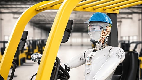 A robot controls forklift truck. Photo: Alamy