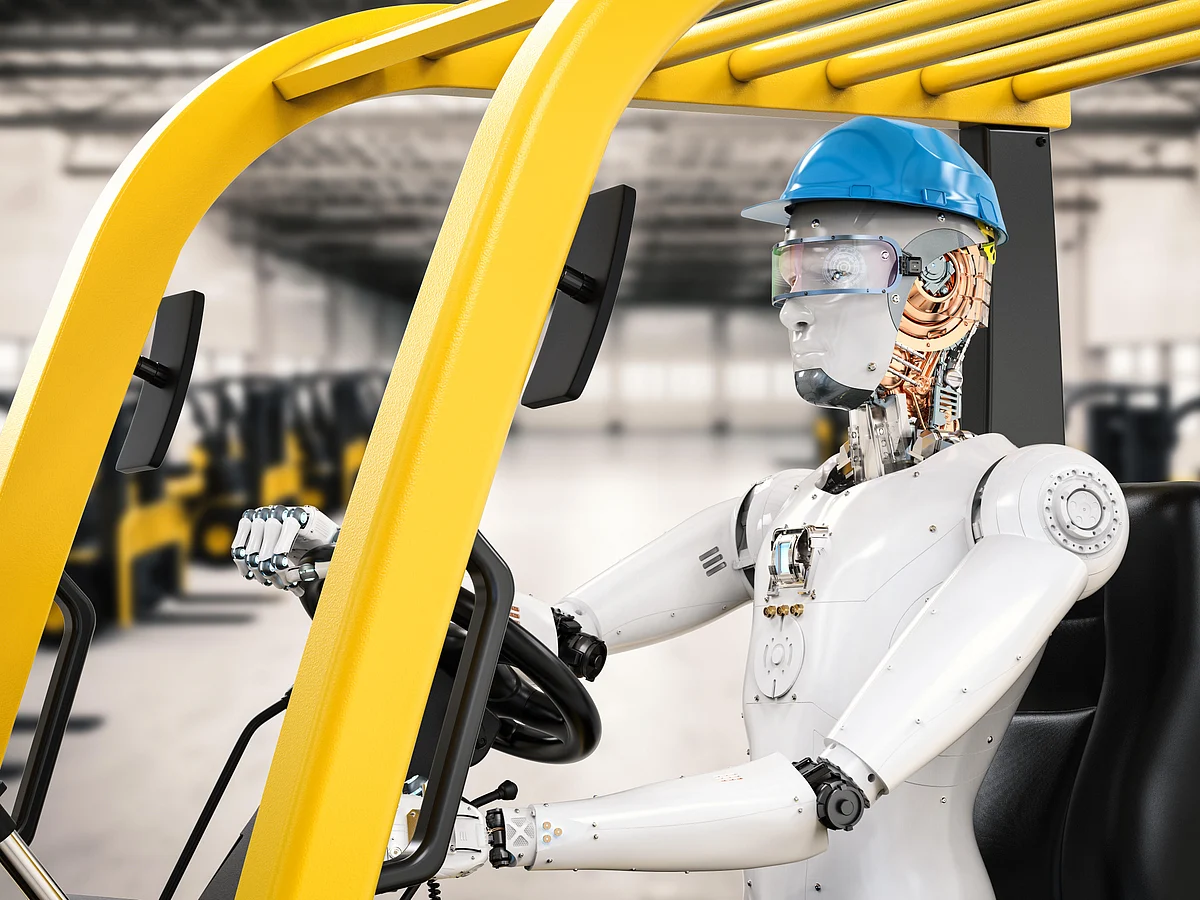 A robot controls forklift truck. Photo: Alamy