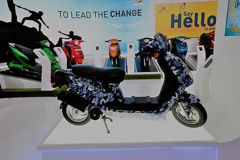 Hero Electric’s electric scooter on display at Auto Expo 2018.&nbsp;