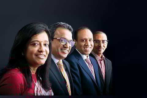  From left: Emami Limited’s directors PritiA. Sureka, Harsha V. Agarwal, Mohan Goenka, and Prashant Goenka. &nbsp;