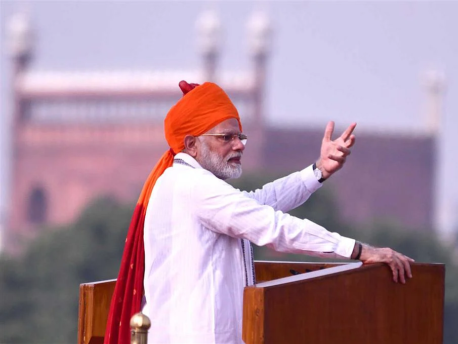 PM Narendra Modi delivers his Independence Day address at the Red Fort, New Delhi.