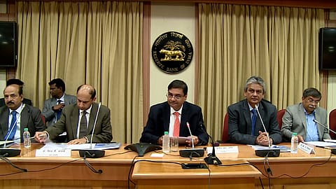 Former RBI Governor Urjit Patel at a media interaction to announce the decisions of the monetary policy committee.