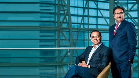 Motilal Oswal (left), chairman and managing director; and Raamdeo Agrawal, joint managing director, Motilal Oswal Financial Services