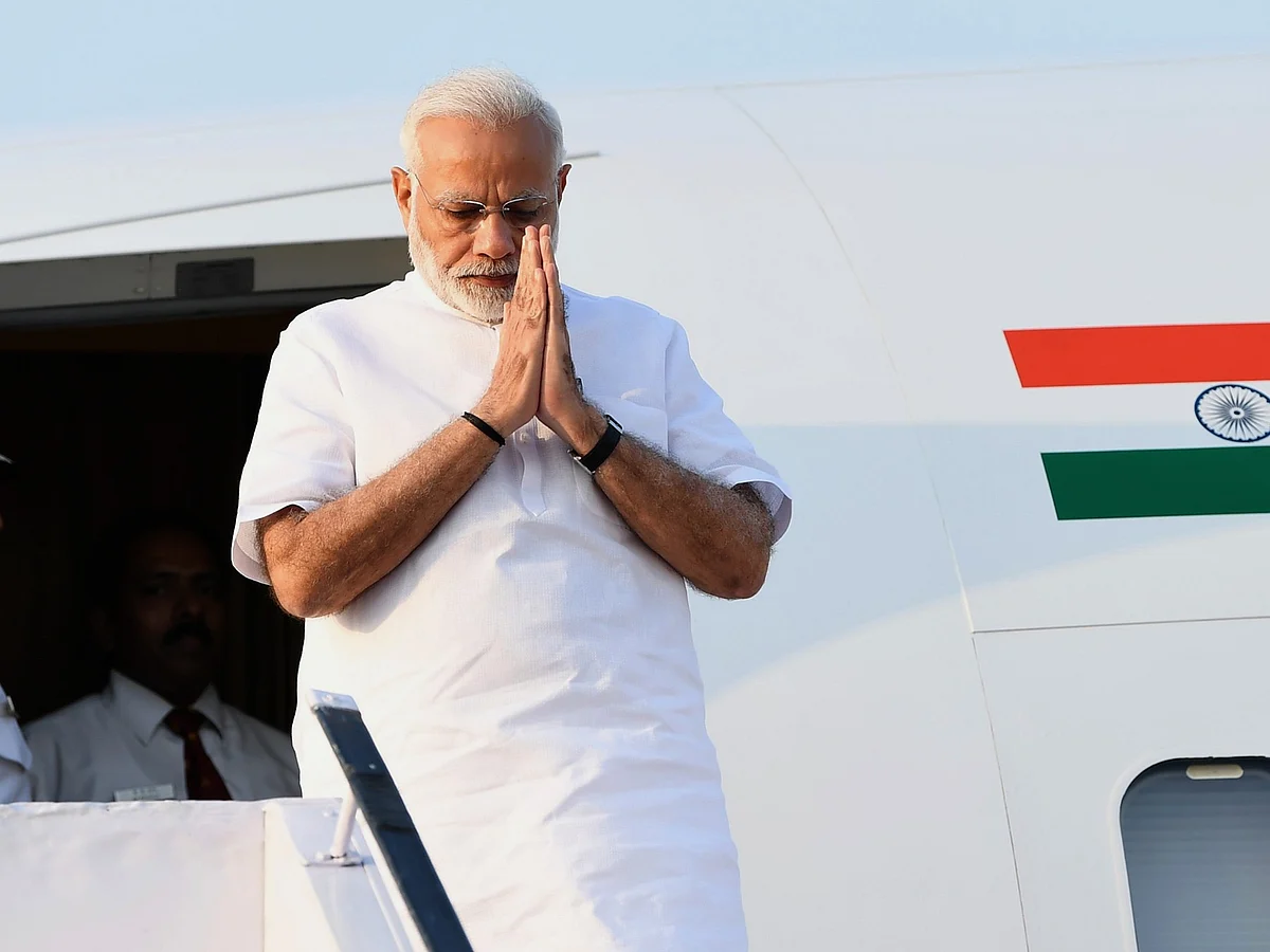 Prime Minister Narendra arrives at Varanasi, Uttar Pradesh on September 17, 2018.