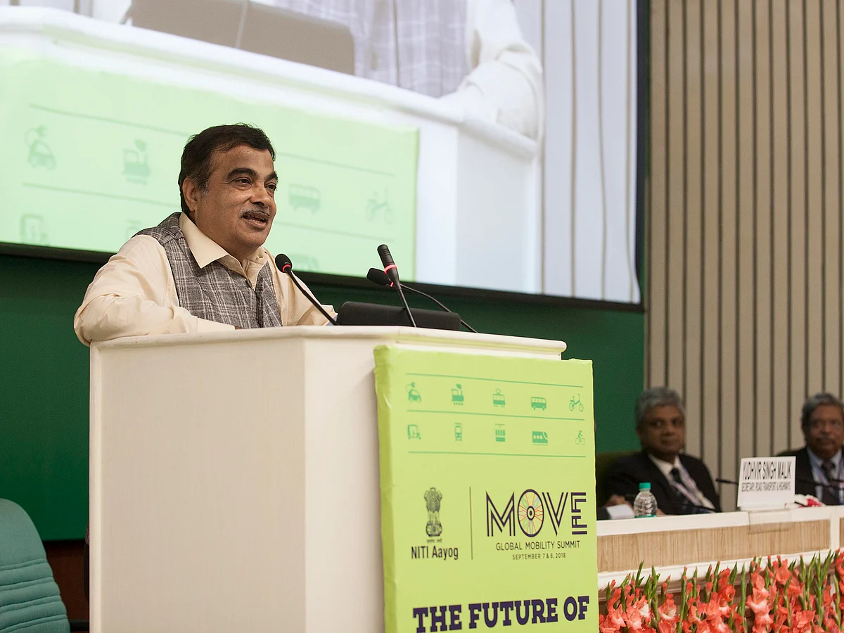 Minister of road transport and highways, Nitin Gadkari, at NITI Aayog’s global mobility summit.
