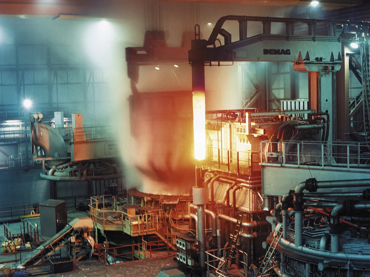 ArcelorMittal’s production site of Differdange, Luxembourg. A furnace for scrap-based steelmaking.