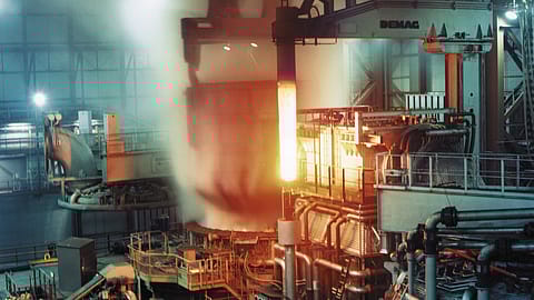 ArcelorMittal’s production site of Differdange, Luxembourg. A furnace for scrap-based steelmaking.