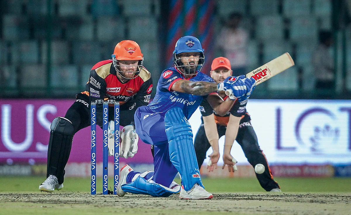  Shikhar Dhawan of Delhi Capitals clicked during Indian Premier League 2019 matchbetween the Delhi Capitals and Sunrisers Hyderabad at the Feroz Shah Kotla Stadium, in New Delhi.