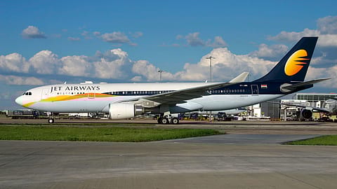 Nowhere to fly: A Jet Airways aircraft 