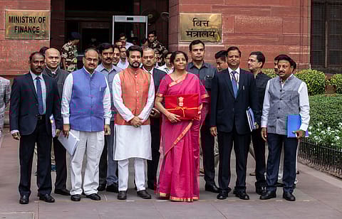 Finance minister Nirmala Sitharaman with her team.