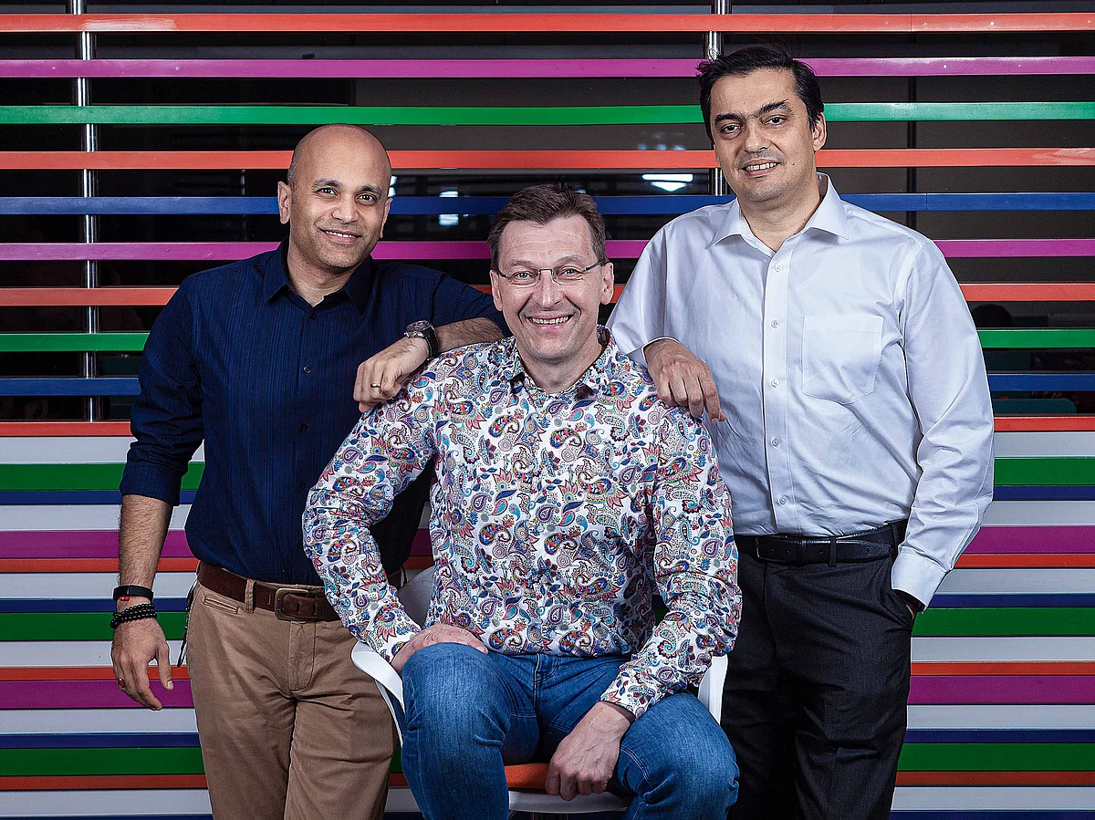 From Left: Pranav Shroff, global head of portfolio &amp; product planning, Pekka Rantala, chief marketing officer, and Ajey Mehta, vice president, India, HMD Global.