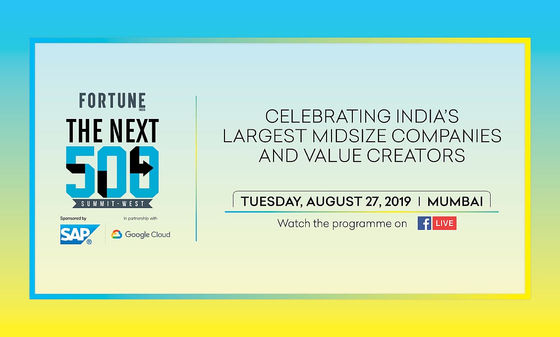 Recognising India’s largest midsize companies at the Fortune India Next 500 summit- West