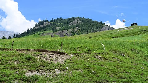 An Indian army post in Jammu and Kashmir and fence view of India-Pakistan Actual Line of Control