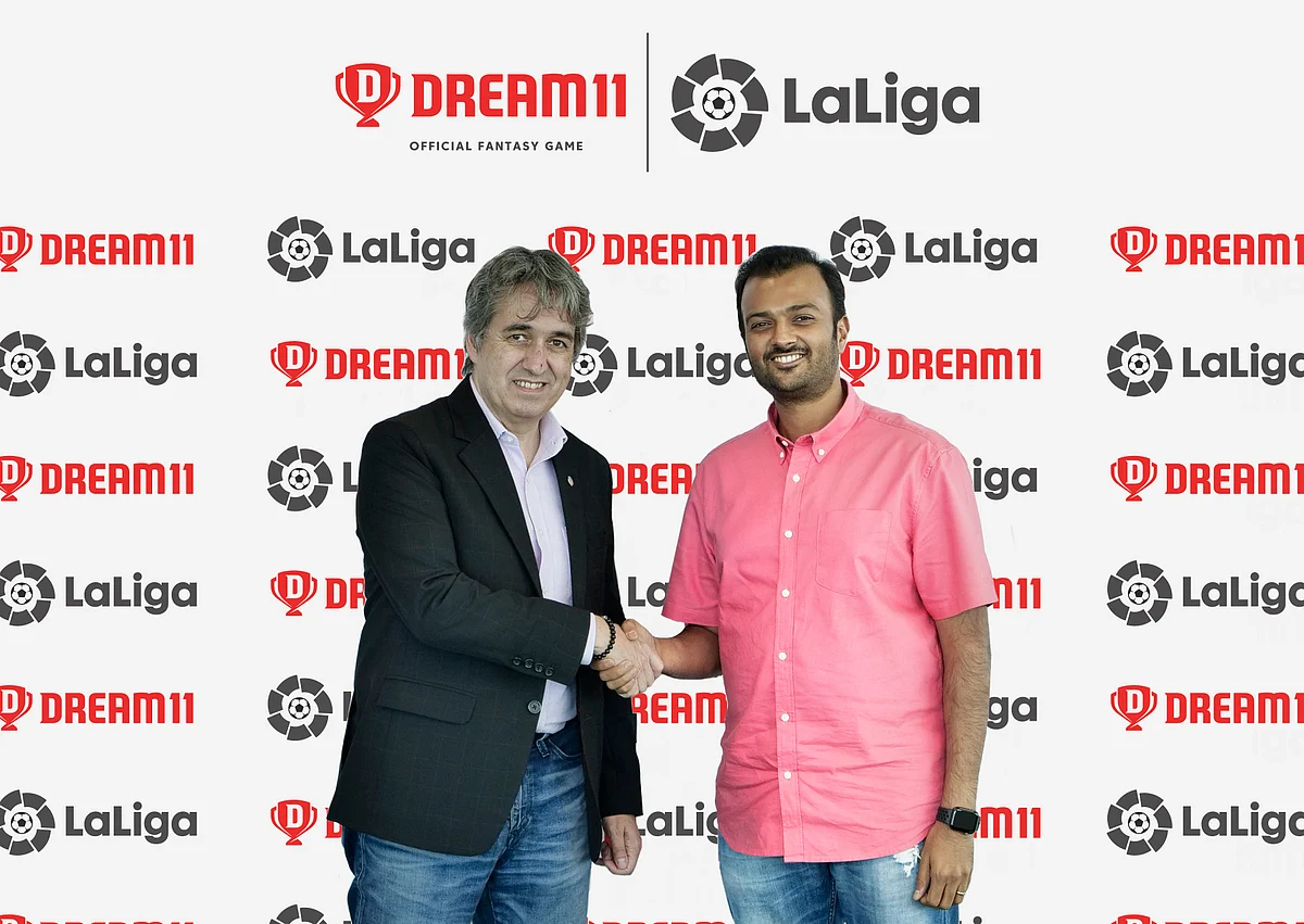 LaLiga India managing director Jose Antonio Cachaza and Dream11 co-founder and CEO Harsh Jain.  