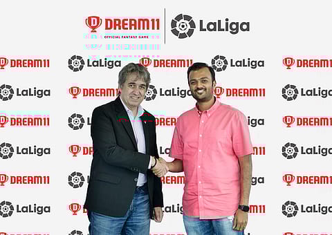 LaLiga India managing director Jose Antonio Cachaza and Dream11 co-founder and CEO Harsh Jain.