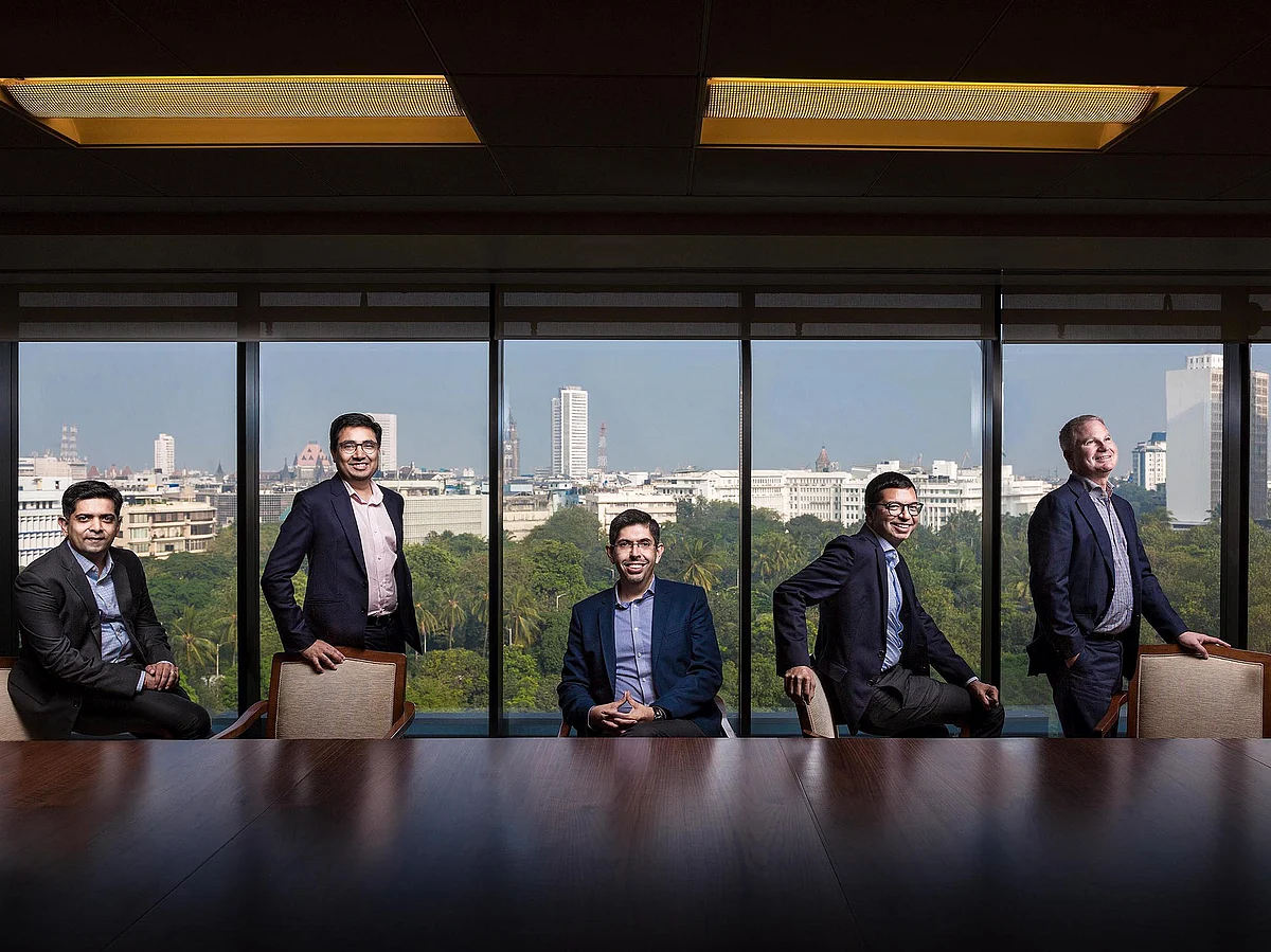 From Left -Narendra Ostawal, MD, Healthcare, Financial Services, Warburg Pincus Anish Saraf, MD, Healthcare, Warburg Pincus, Viraj Sawhney, MD, Media &amp; Telecommunications, Industrial and business services, Warburg Pincus, Vishal Mahadevia, India Head and MD, and <em>Charles</em> R. <em>Kaye</em>, Global Co-Chief Executive Officer, Warburg Pincus.