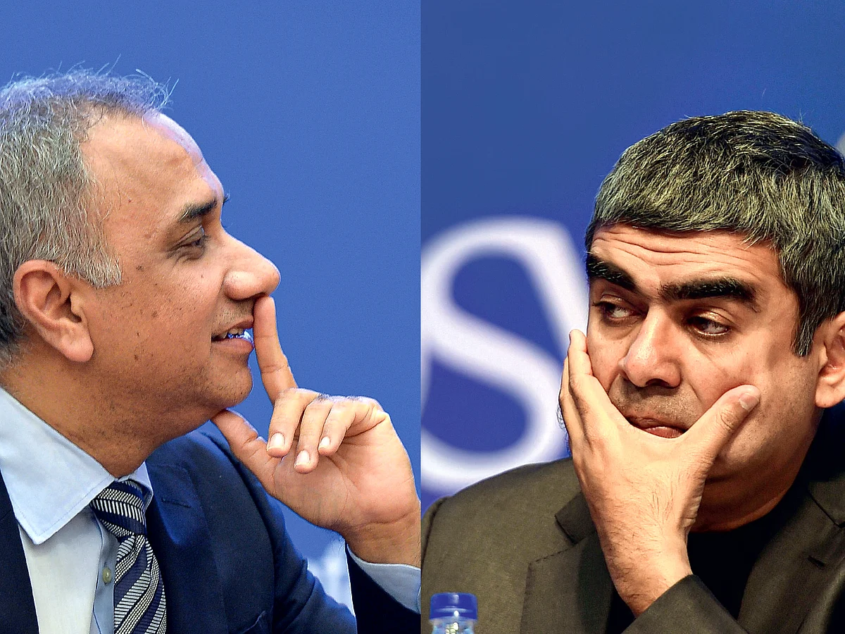 Collage: (L) Salil Parekh, MD and CEO, Infosys; Vishal Sikka, former MD and CEO, Infosys