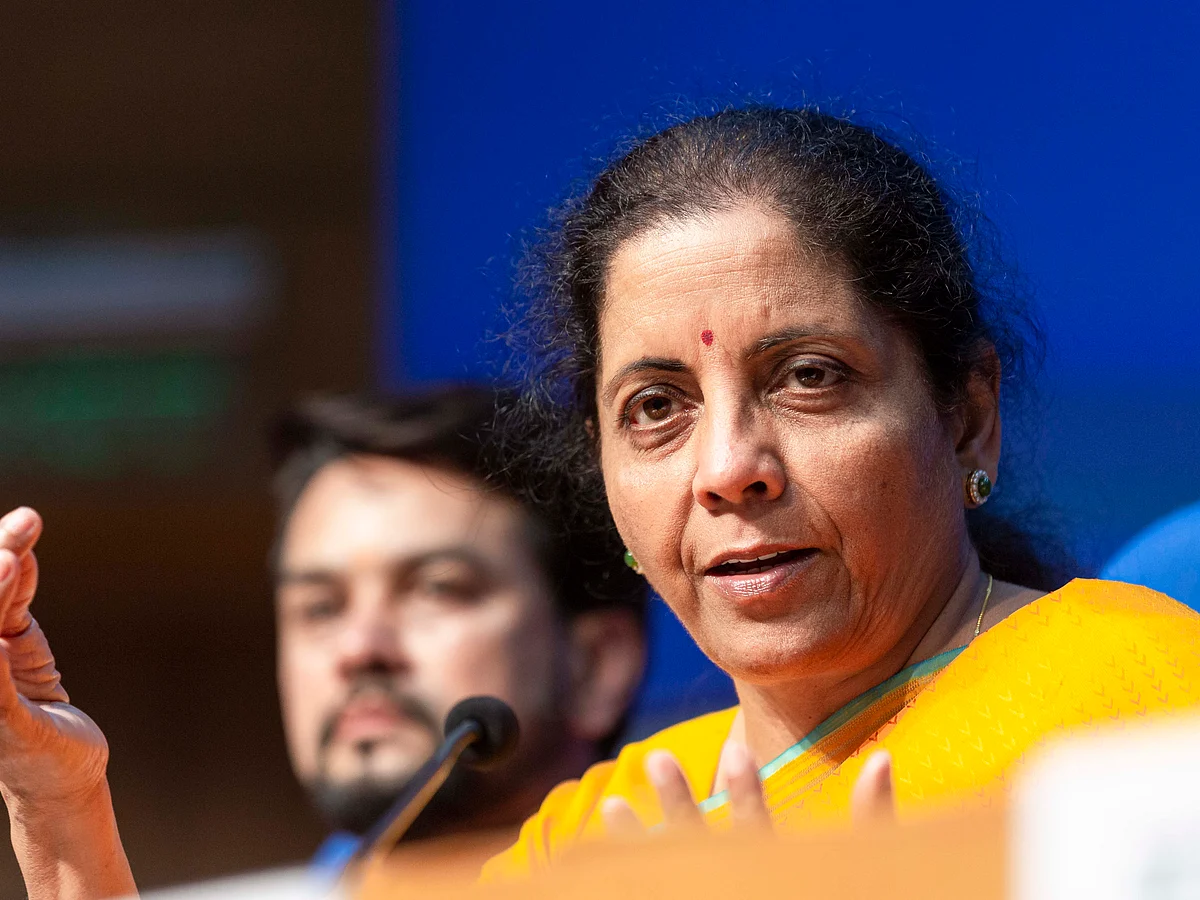 Finance minister Nirmala Sitharaman at the post-Budget press conference.