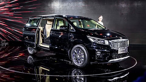 The KIA Carnival car during Auto Expo 2020.