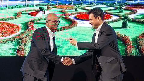 Microsoft CEO Satya Nadella (left) with Anant Maheshwari, president, Microsoft India.