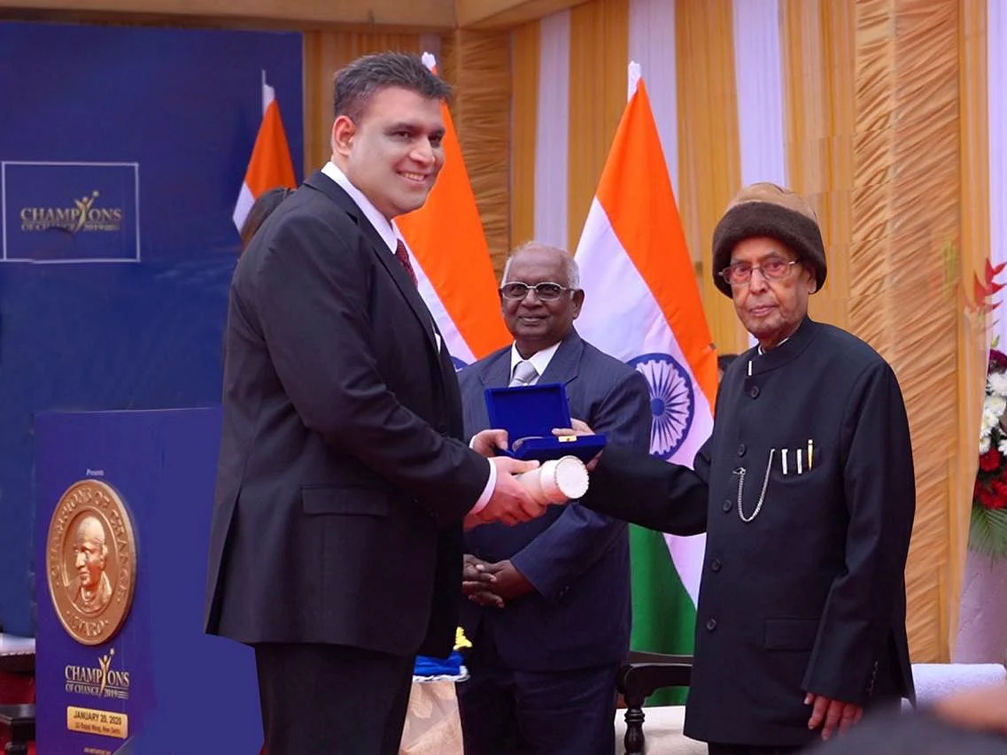 Rakesh Rathi with Pranab Mukherjee, 13th President of India