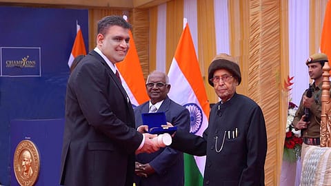 Rakesh Rathi with Pranab Mukherjee, 13th President of India